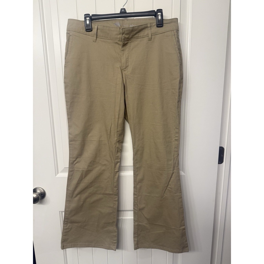 Women's Dickies Khaki Pants Size 12S Mid Rise Flat Front